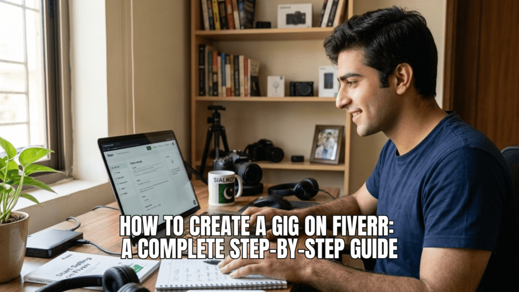 Boy making fiverr gig in his room