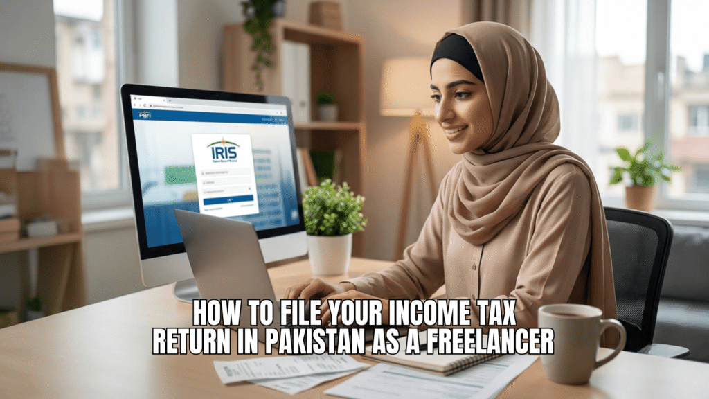 A girl filling her tax on IRIS.