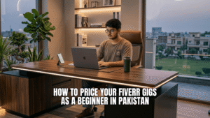Boy working on his Fiverr Account for pricing of project