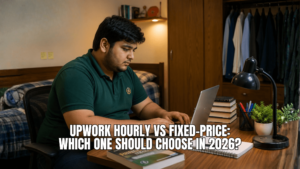University student working his Upwork profile