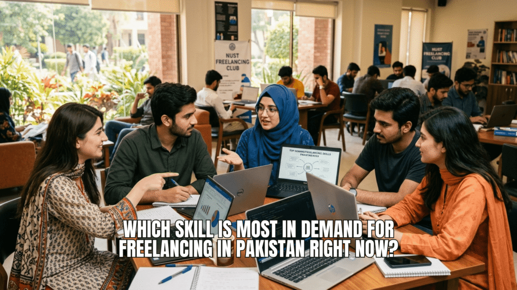 Student discussing about which skill in demand in Pakistan.