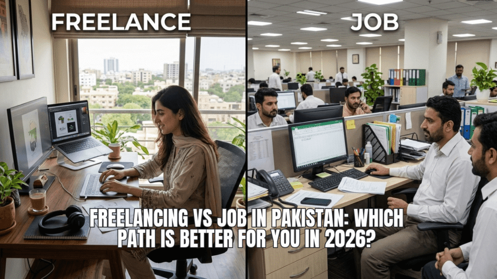 Freelance vs Job. Showed 2 different environment.